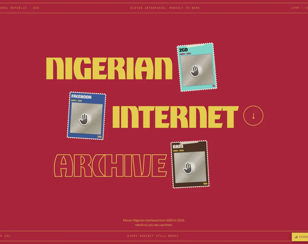 The Nigerian Internet Archive — a stamp-album cover with postage stamps for 2GO, Facebook and BBM