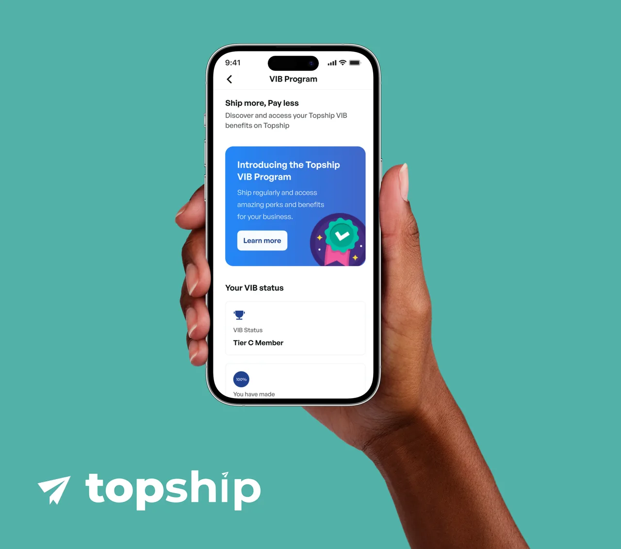 Topship VIB Program on mobile: Ship more, Pay less with tier status and benefits